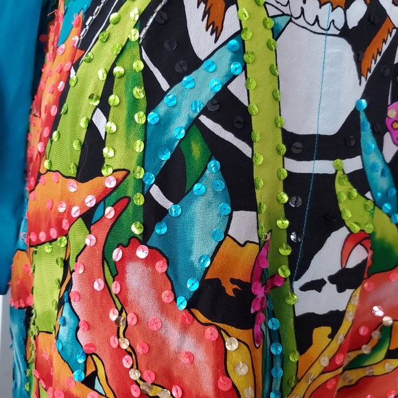 Silk Tiger Sequin Rainbow Blouse - Picture 7 of 9